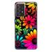 MUNDAZE Samsung Galaxy A72 Shockproof Clear Hybrid Protective Phone Case Neon Rainbow Glow Colorful Abstract Flowers Floral Cover