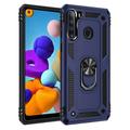 LeYi Military Grade Drop Impact for Samsung Galaxy A21 Case Galaxy A21 Case 360 Metal Rotating Ring Kickstand Holder Armor Heavy Duty Shockproof Case for Galaxy A21 Case Blue