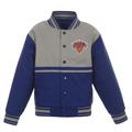 Youth JH Design Royal/Gray New York Knicks Poly-Twill Full-Snap Jacket