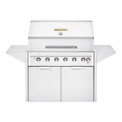 Crown Verity IE42MNG Estate Elite 42" Natural Gas Cart Grill with Roll Dome, Bun Rack, Two End Shelves, Two-Door Cabinet and Custom Fitted Cover - 94,000 BTU