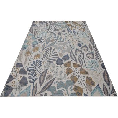 Outdoorteppich ESPRIT "Lilly, ESP-21082", blau (blau beige), B:200cm H:4mm L:290cm, Polypropylen (PP), Teppiche, Läufer, wetterfest mit blumigem Muster ideal für Balkon, Terrasse Image