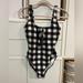 Kate Spade Swim | Kate Spade Gingham One Piece Swimsuit Ties Black And White Xs | Color: Black/White | Size: Xs