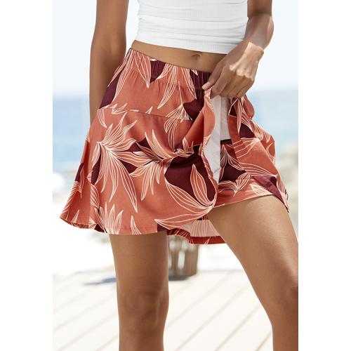 Hosenrock LASCANA Gr. 40, bunt (orange-aubergine bedruckt) Damen Röcke Skort mit Alloverprint, Skort, Rock inklusive Hose