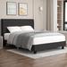 Nathaniel Home Tufted Bed Platform Bed Frame, Wingback Headboard Upholstered/Linen in Gray | 46 H x 66 W x 86 D in | Wayfair 25373Q-GY