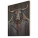 Trinx Bull w/ A Stylish Brown Leather Jacket II - Unframed Print on Wood in Black/Brown | 20 H x 12 W x 1 D in | Wayfair