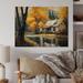 Millwood Pines Euharlee Cabin in the Woods in Fall - Unframed Print on Wood in Brown/Gray/Yellow | 12 H x 20 W x 1 D in | Wayfair