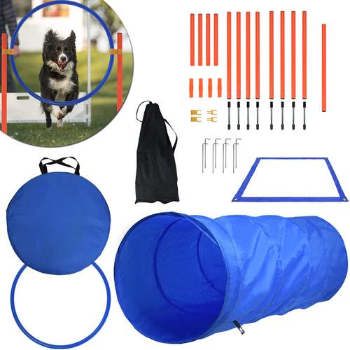 Agility Agility Set Hunde Groß Haustier-Trainingsset mit Hundetunnel Verstellbare Hürden