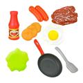 kitchen Playset kitchen Playset Pretend Play Utensils toddlers Kitchen Set for Kids Pots Pans Cookware Simulation Pot Steak Vegetable Bread Hot Dog Kitchen Toys Realistic Food Accessory Black