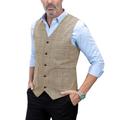 Solove-Suit Herren Casual Freizeit AnzugWeste Plaid Tweed Slim Fit Weste for Hochzeits-Trauzeugen(Champagner,S)