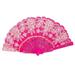 Wozhidaoke Fall Decor Home Decor Chinese/Spanish Style Dance Wedding Party Lace Silk Folding Hand Held Flower Fan Hot Pink Home Decor Paper Fans Set Hot Pink 24*4*2 Hot Pink