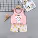2Pcs Baby Girls Outfit Clearance Toddler Kids Baby Boys Girls Fashion Cute Sleeveless Vest ShortsPrint Casual Suit
