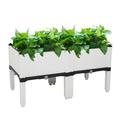 Tcbosik Free Splicing Injection Planting Box Raised Garden Bed Planter Box Stand for Vegetable Flower Indoor Outdoor Gardening White 2Pcs