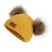 Sun Hat Winter Boy Knitted Warm Skiing Caps Lovely Pompom Beanie Sun-Hats Yellow One Size 0-3Y