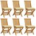 vidaXL Patio Chairs with Cream White Cushions 6 pcs Solid Teak Wood