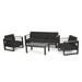 Negley Aluminum Outdoor 5 Seater Chat Set with Water Resistant Cushions Black Natural and Dark Gray