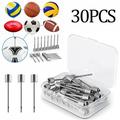 Air Pump Needle 30pcs Ball Pump Inflation Needle for Basketball Football Soccer Volleyball or Rugby Balls Replacement Ball Pump Pin Air Inflating Pin with Storage Box