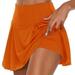 Mlqidk Women Athletic Golf Skorts High Waisted Skorts Skirts Stretchy Built In Shorts Workout Golf Skort Orange L