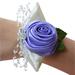 Lomubue Bridesmaid Sisters Wrist Corsage Flowers Ribbon Rhinestone Wedding Supplies