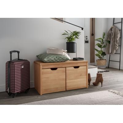 Schuhbank HOME AFFAIRE "Dura", braun (buche), B:82cm H:45cm T:40cm, Massivholz, Sitzbänke, inklusive Schubladen in 3 Breiten Image