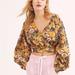 Free People Tops | Free People Balloon Puff Sleeve Boho Crop Wrap Top Sz S | Color: Black/Yellow | Size: S