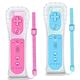 NC Wii Controller 2 Pack, Replacement for Wii Remote Controller,Compatible with Nintendo Wii/Wii U, With Silicone Case and Wrist Strap. (Blue+Pink)