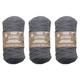 GLOREX 5 1005 53 - 3er Set Bands Makramee aus 60 % Baumwolle & 40 % Viskose, je 250 g in Grau, ca. 125 m superweiches Textilgarn