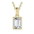 JewelryPalace 1ct Moissanite Emerald Cut Solitaire Pendant Necklace for Women, 14K Yellow Gold Plated 925 Sterling Silver Necklaces for Her, Classic Simulated Diamond Jewellery Set, 18 Inches chain