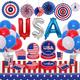 Kicpot 4th of July Decorations American Flag Party Supplies Disposable Paper Plates and Napkins for Veterans Day Independence Day (124 Pcs,Serve 24)