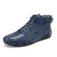 Men's Casual High Top Suede Leather Boots Fashion Trainers Breathable Hiking Boots Non-Slip Walking Shoes, Blue, 9