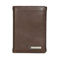 Nautica Men's Classic Leather Trifold RFID Wallet (Available in Smooth or Pebble Grain), Enameled Logo - Brown, One Size