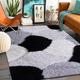 Stylish Large Area Rugs For Living Room - Non Shedding Dense Pile Shaggy Rug For Bedroom Kitchen Carpet Runner Non Slip Floor Mat... (Black White Silver-Pona, 160x230 cm)