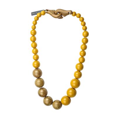 Kette mit Anhänger "Delia", Damen, Gr. one size, Kunstfaser, gelb, COLLEZIONE ALESSANDRO, Basic, Halsketten, Perlen in verschiedenen Größen Image