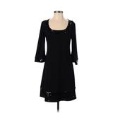 Tiana B. Cocktail Dress - A-Line Scoop Neck 3/4 sleeves: Black Print Dresses - Women's Size Small Plus