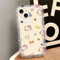 Sanurgente-Coque transparente Anime Hello Kitty pour iPhone coque de téléphone rose coque de