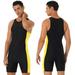 YONGHS Mens Gymnastic Racerback Unitard Workout Sports Athletic Bodysuit Swimsuit Swimwear Black&Yellow M