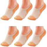 No Show Socks Womens Athletic Running Low Cut Cushioned Compression Socks 6-Pairs(L(39-42cm) Orange)