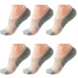 No Show Socks Womens Athletic Running Low Cut Cushioned Compression Socks 6-Pairs(L(39-42cm) Gray)