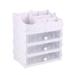 3-Tier Multifunctional Saving Space Desktop Comestics Toiletry Organizer Makeup Storage Box with Drawers (White)