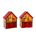 NUOLUX 2pcs Illuminated House Shape Calendar Luminous Christmas Wooden Calendar Decor Desktop Reusable Perpetual Calendar Creative Santa Claus and Snowman Design