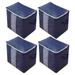 Meitianfacai 4PCS Blanket Storage Bag Clothes Storage Bags for Comforter Bedding - Foldable Clothing Storage Organizer with Reinforced Handle & Zippers for Closet and Underbed Storage (Navy)