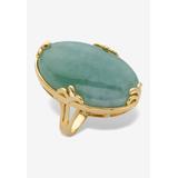 Women's Yellow Gold Plated Genuine Green Jade Oval Cabochon Ring by PalmBeach Jewelry in Jade (Size 11)