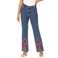 Plus Size Women's Embroidered Bootcut Jean by Denim 24/7 in Multi Embroidered Filigree (Size 12 W)