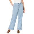 Plus Size Women's Invisible Stretch® Contour High-Waisted Wide-Leg Jean by Denim 24/7 in Light Wash (Size 24 W)