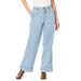 Plus Size Women's Invisible Stretch® Contour High-Waisted Wide-Leg Jean by Denim 24/7 in Light Wash (Size 24 W)