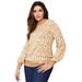 Plus Size Women's Jacquard Pullover Sweater by June+Vie in Camel Dotted Animal (Size 10/12)