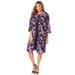 Plus Size Women's 2-Piece Duster Jacket Dress by Jessica London in Purple Watercolor Floral (Size 18 W)