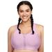 Plus Size Women's Full Figure Plus Size Zip Up Front-Closure Sports Bra Wirefree #9266 Bra by Glamorise in Lavender (Size 44 G)