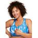 Plus Size Women's Full Figure Plus Size Zip Up Front-Closure Sports Bra Wirefree #9266 Bra by Glamorise in Blue Tie-dye (Size 46 DD)