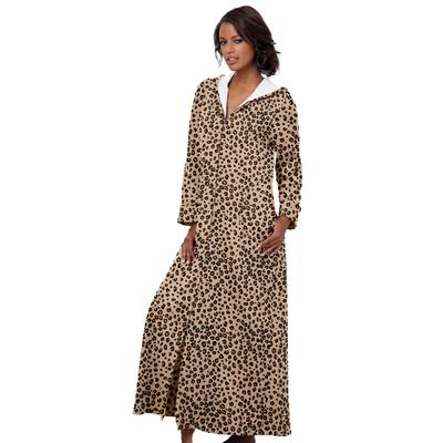Plus Size Women's Long Hooded Fleece Sweatshirt Robe by Dreams & Co. in Classic Leopard (Size 6X)