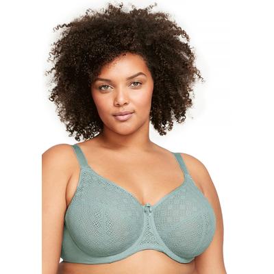 Plus Size Women's Full Figure Plus Size Lace Comfort Wonderwire Bra Underwire #9855 Bra by Glamorise in Jade (Size 46 D)